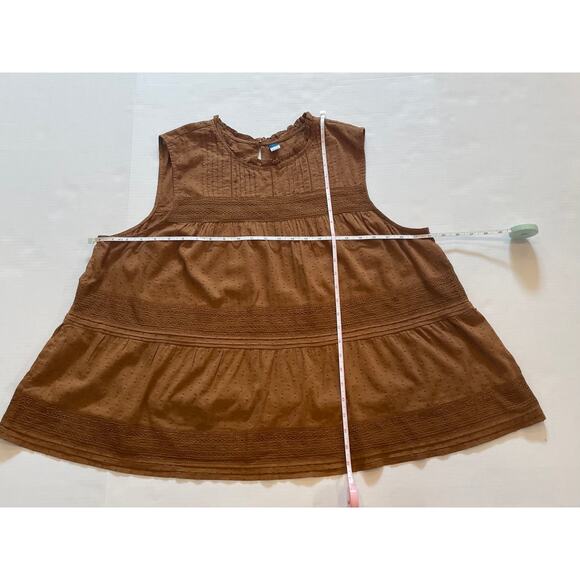 Old Navy Cotton Blend Brown Sleeveless Embroidered Swing Blouse, Size XXL - Picture 10 of 13